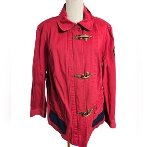 Ralph Lauren Vintage Women's Red Brass Toggle Jacket Plus Size